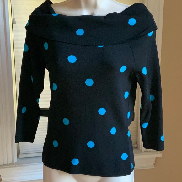 NEW!!! Off the Shoulder Polka Dotted Sweater with 3/4 Sleeves - Picture 1 of 4